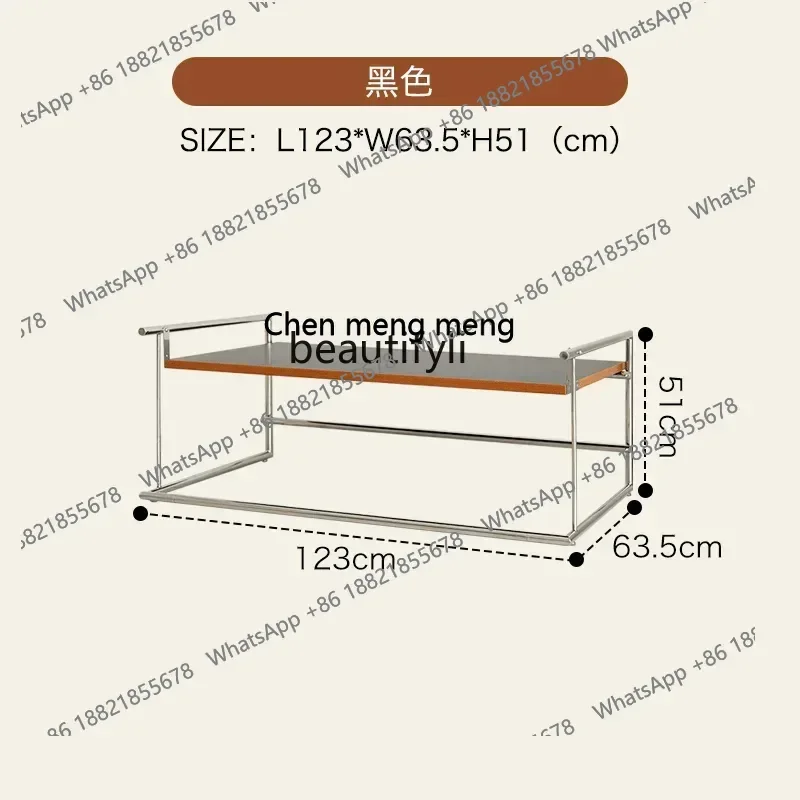 D178   Nordic style coffee table living room small apartment designer multifunctional solid wood stainless steel tea table