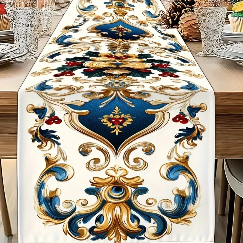 Linen Table Runner Sunflowers in Mason Jar on Off White Gingham Border Everyday Dining