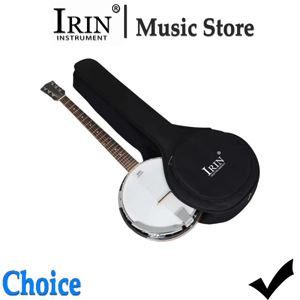    IRIN 5-saitiger Banjo-Koffer, Tragetasche, schwarz, wasserdichter Oxford-Rucksack, tragbare Banjo-Handtasche, Teile für Saiteninstrumente