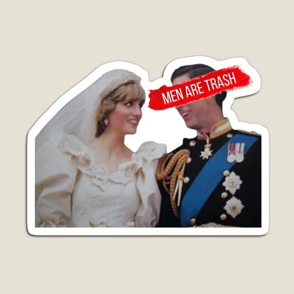 

Men Are Trash Charles And Diana Magnet Holder Colorful Home Decor for Fridge Organizer Magnetic Stickers Funny Cute