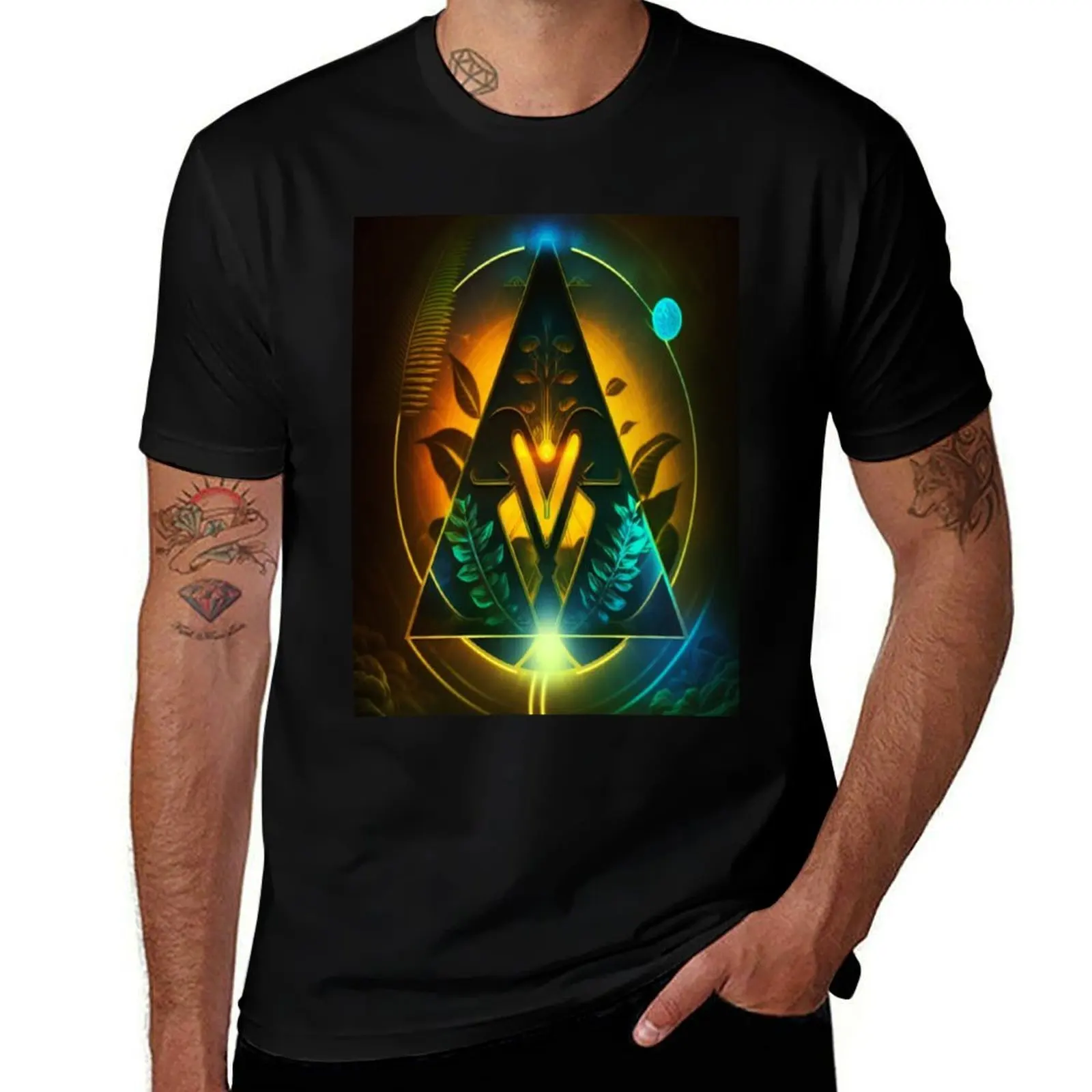 

Otherworldly Symbol with Illuminated Flora T-Shirt Anime t-shirt cheap stuff Blouse t shirt men 100℅ cotton