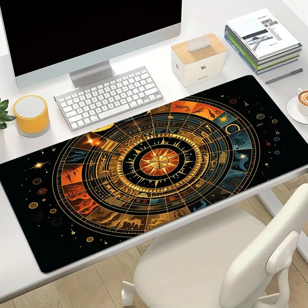 Vintage carved border centered astro compass star map playmat occult magic style gaming desk mat