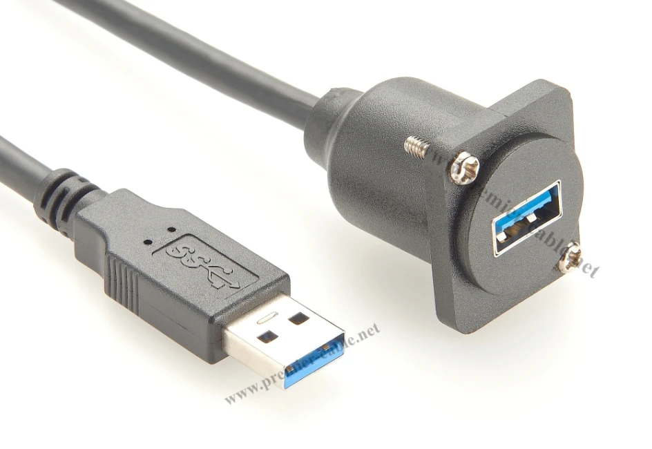D-Typ USB 3.0 Verlängerungskabel (Stecker auf Buchse) Typ A XLR Einbauadapter USB A Durchgangs-Flanschkupplungskabel – Detail 4