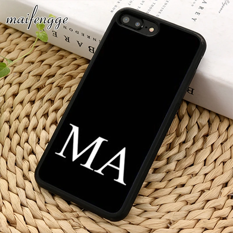 maifengge Personalised INITIALS Custom Rubber phone Case cover For iPhone 15 16 14 Plus 11 12 13 Pro X XR XS max Shell