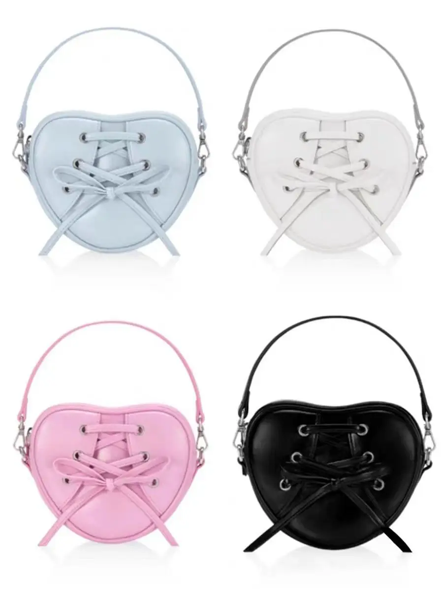 

Sweet Cool Bow Heart Mini Bag Purse Women Harajuku Handle Heart Y2k Hand Bag Female Fairy Core Aesthetic Blue Messenger Bags New