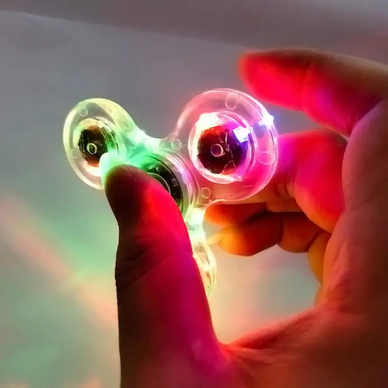 

Luminous LED light Fidget Spinner Crystal Fingertip Spinners Glow in Dark Stress Relief Fidget Toys Kinetic Gyroscope for Childs