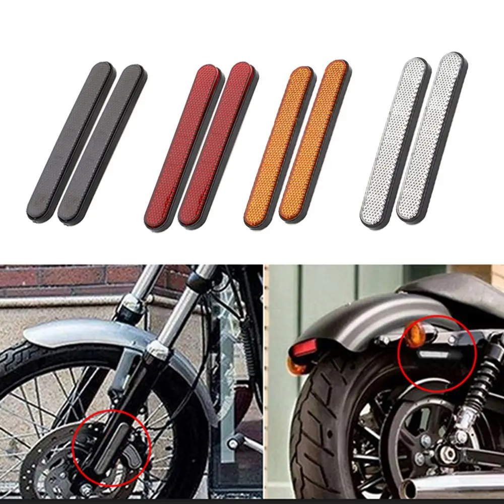 2Pcs New Decorate Side Reflector Motorcycle Front Fork Reflector Luminous Stickers Warning Sign Reflective Sticker For Harley
