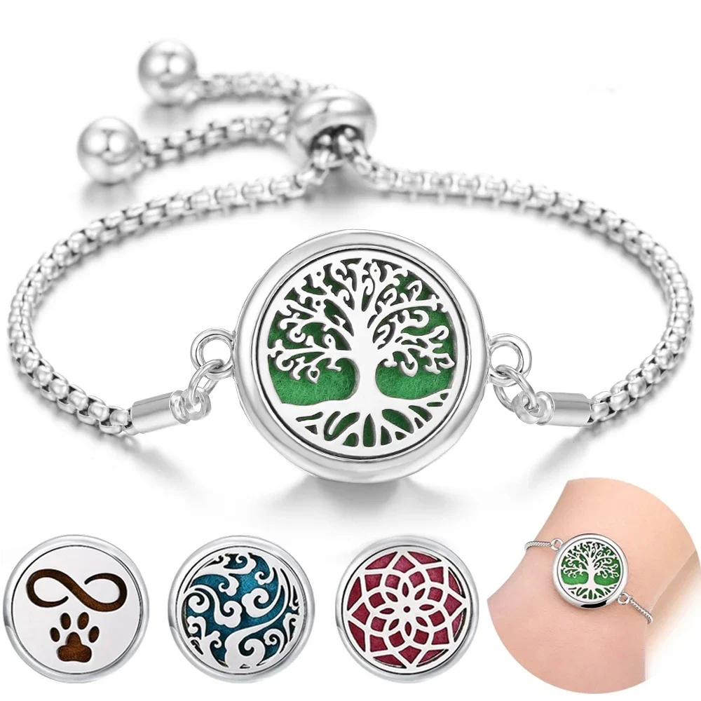 New Aromatherapy Essential Oil Diffuser Bracelet Stainless Steel Zinc Alloy Locket Bracelets Aroma Diffuser Perfume Bracelet