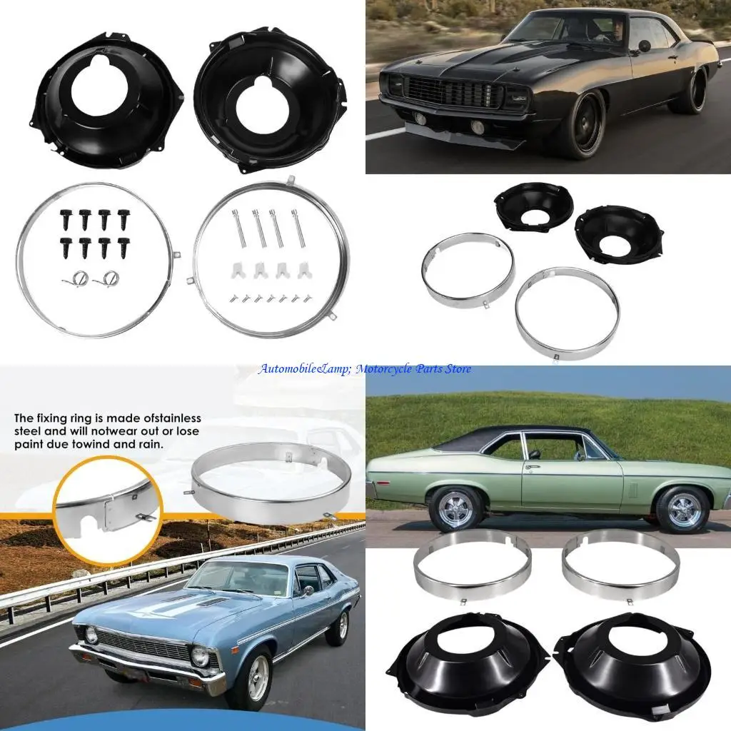 

H7BD Нержавеющая сталь Монтажное ковш для фар и комбинированный крепежный набор колец Улучшенные системы переднего освещения 28