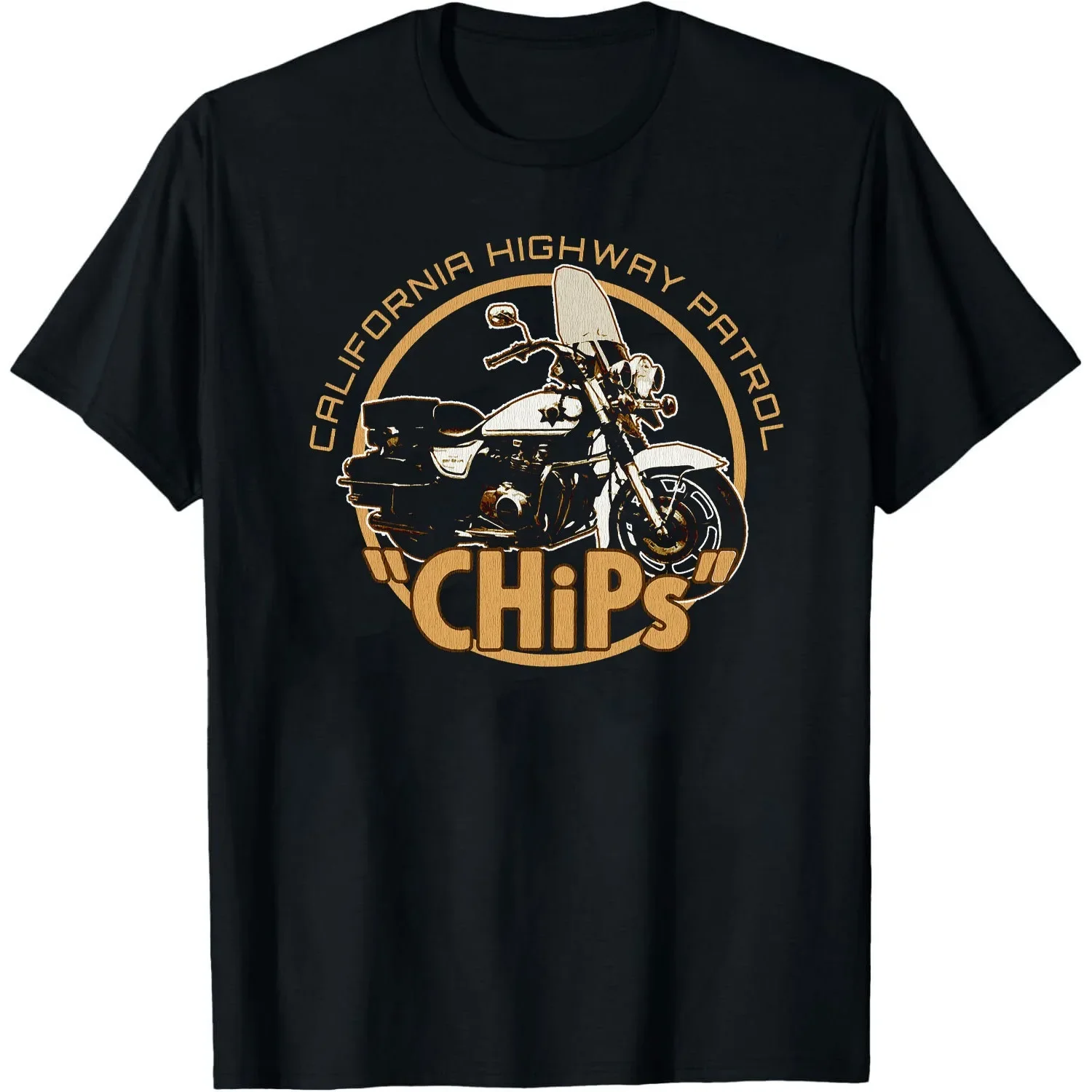 AliExpress laoyaoyifu Chips Inspired Retro T-shirt - USA Vintage 80s TV Show Bike Police Cops Motor Men Clothing Streetwear Cotton Shirts Ropa Hombre