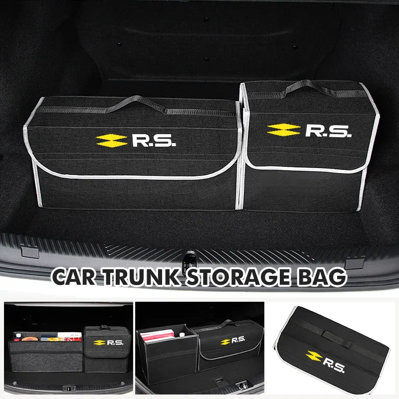 Felt Car Trunk Storage Bag Extra Large Foldable Organizer Box For Renault RS Kadjar Captur Clio Megane 2 3 4 RS Koleos Logan