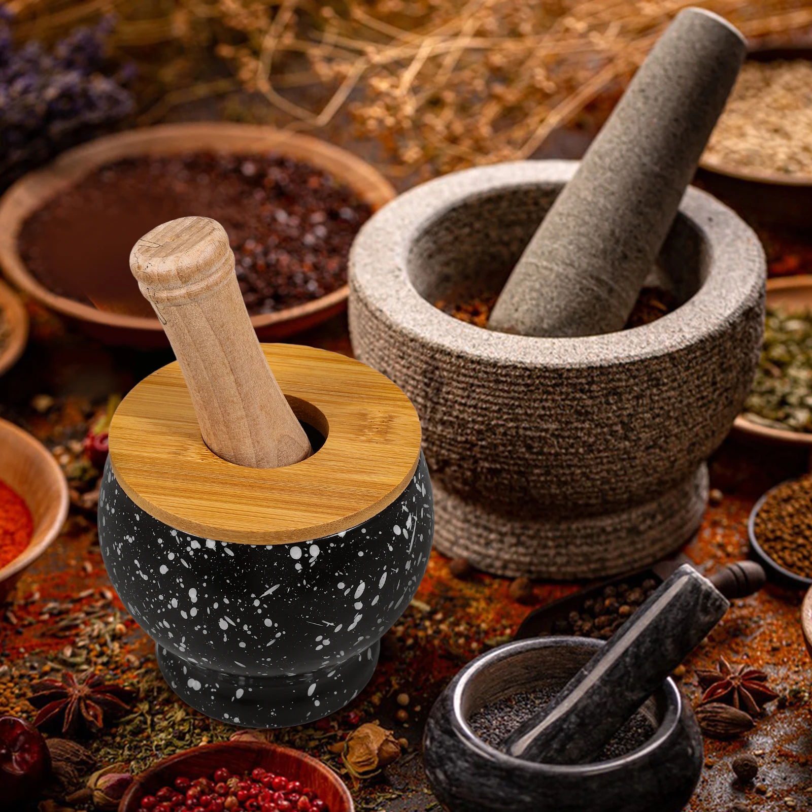 

1 Set Ceramic Garlic Grinding Bowl For Kitchen, Spices Crush Pot, Pills Grinding Tool, Household Pestle Set, Restaurant Use