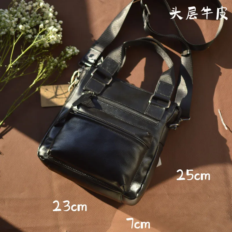 حقيبة يد رجالية من الجلد المدبوغ بالخضراوات من AETOO حقيبة صغيرة عمودية للأعمال غير رسمية بكتف واحد مائلة طبقة علوية من جلد البقر للرجال