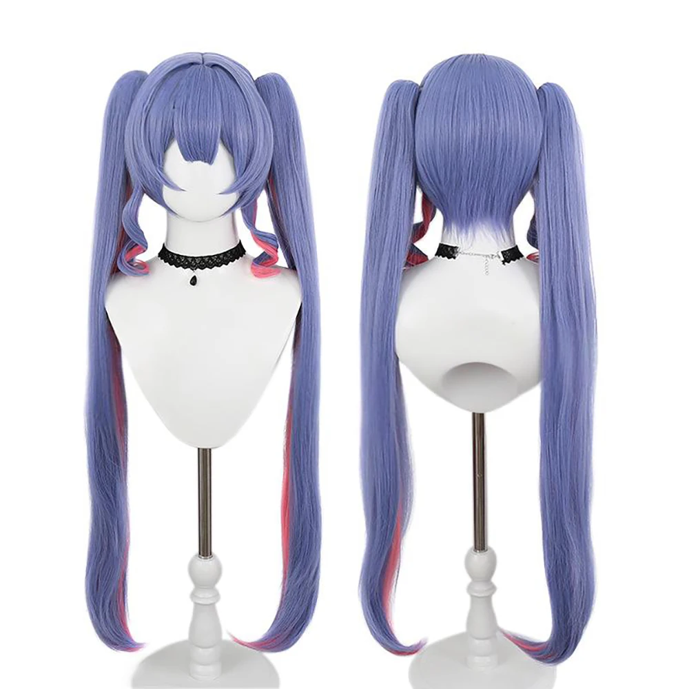 عالية الجودة أنيمي ميكو أرنب هول تأثيري الشعر الاصطناعية الأزرق والوردي التدرج انفصال ذيل حصان مرحلة الأداء شعر مستعار يومي