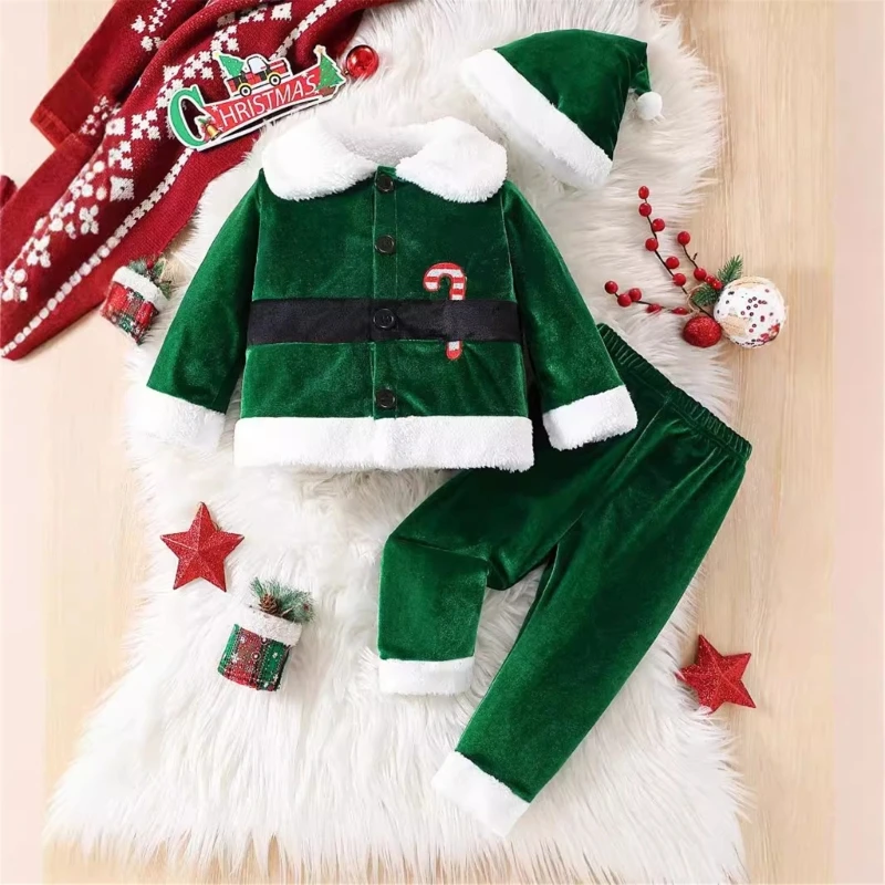 Infant Santa Outfit Santa Hat for Christmas Celebration Baby Festival Costume