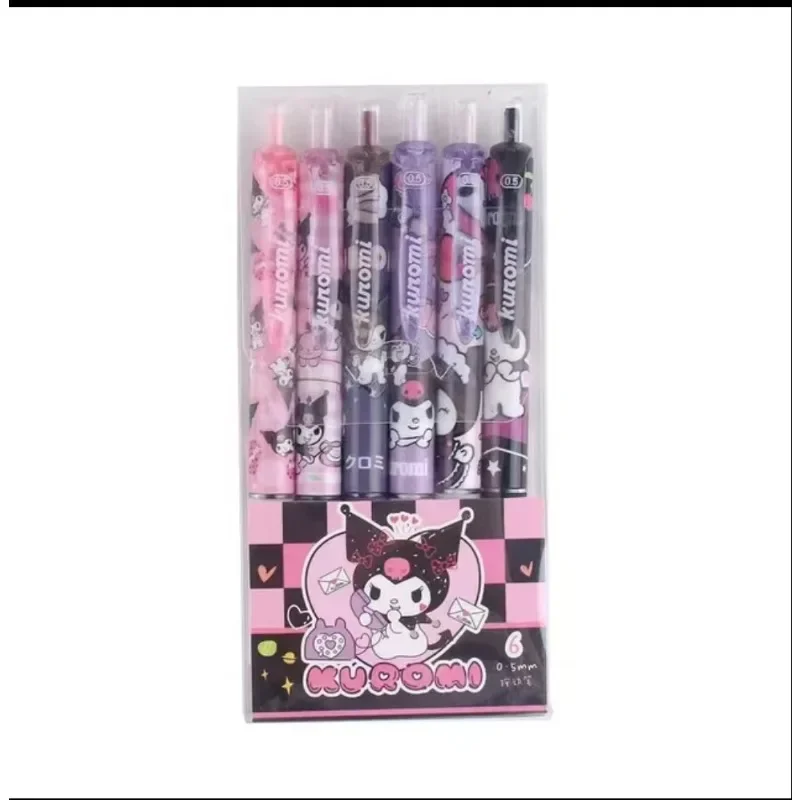 6pcs Series 0.55mm Sanrio Hello Kitty KuromiGel Pen Cartoon Cute Press Pen Black Refill Y2kSchoo Stationery Supplies wholesale