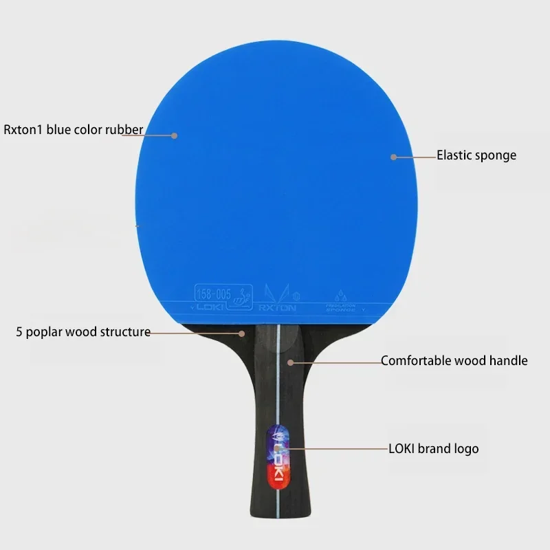 LOKI K5000 Table Tennis Racket Set 1pc/2pcs Home Entertainment Ping Pong Rackets with Blue Color Ping Pong Rubber Table Tennis