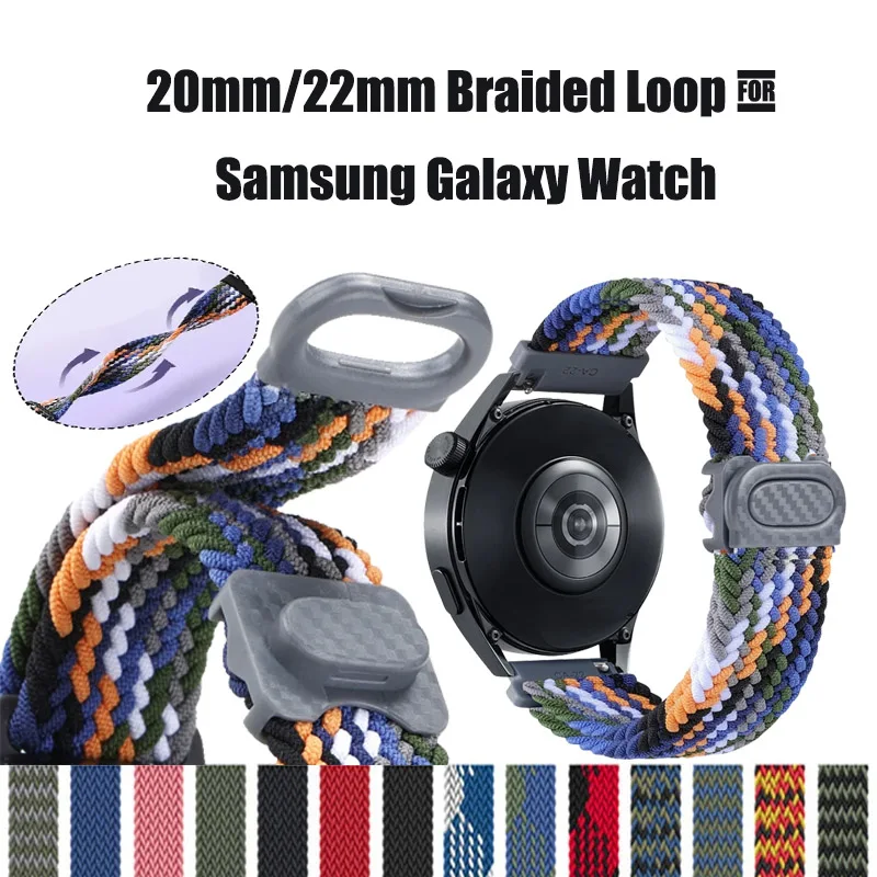 20mm/22mm Strap For Samsung Galaxy Watch 7 6 4 classic/5 pro/active 2/s3/46 braided solo loop bracelet Huawei watch GT2 3 4 Band