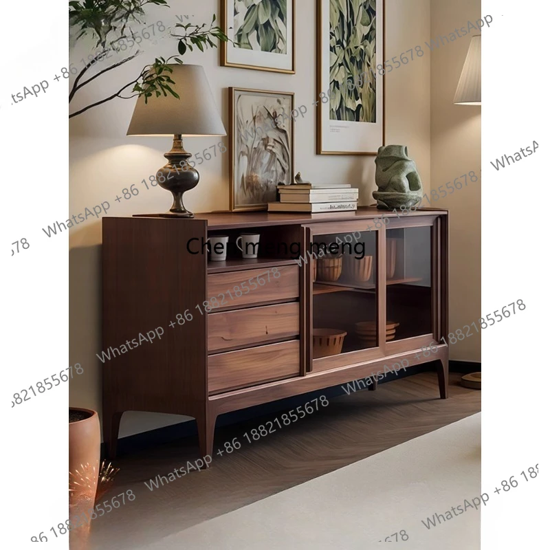 

Retro solid wood dining side medieval cabinet small apartment living room household wall storage tea cabinet