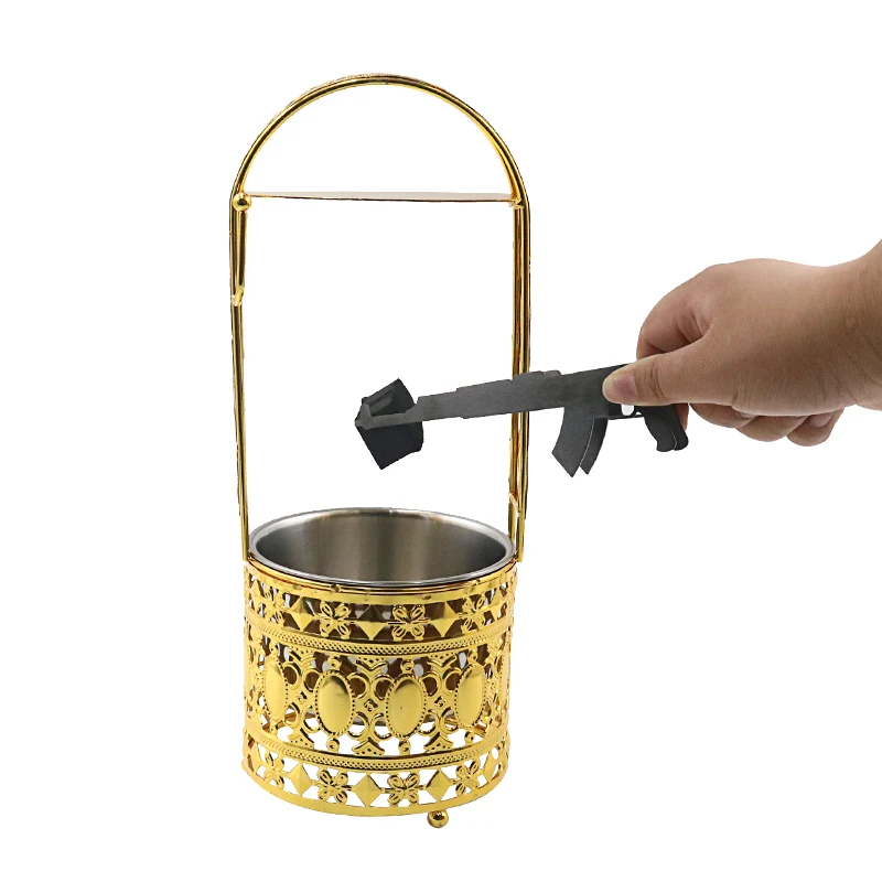 Hookah Charcoal Holder Basket Stainless Steel Small Shisha Carbon Basket for Hookah Chicha Narguile Accessories Gold