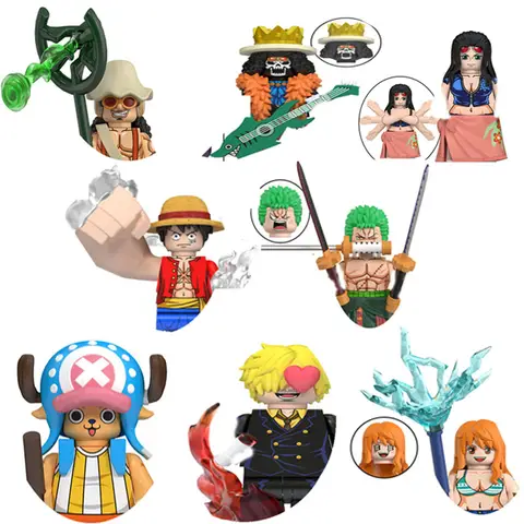 새로운 빌딩 블록 원피스 Bartholemew Kuma 원숭이 D 드래곤 Roronoa Zoro Silvers Rayleigh 미니 인형 애니메이션 피규어 장난감