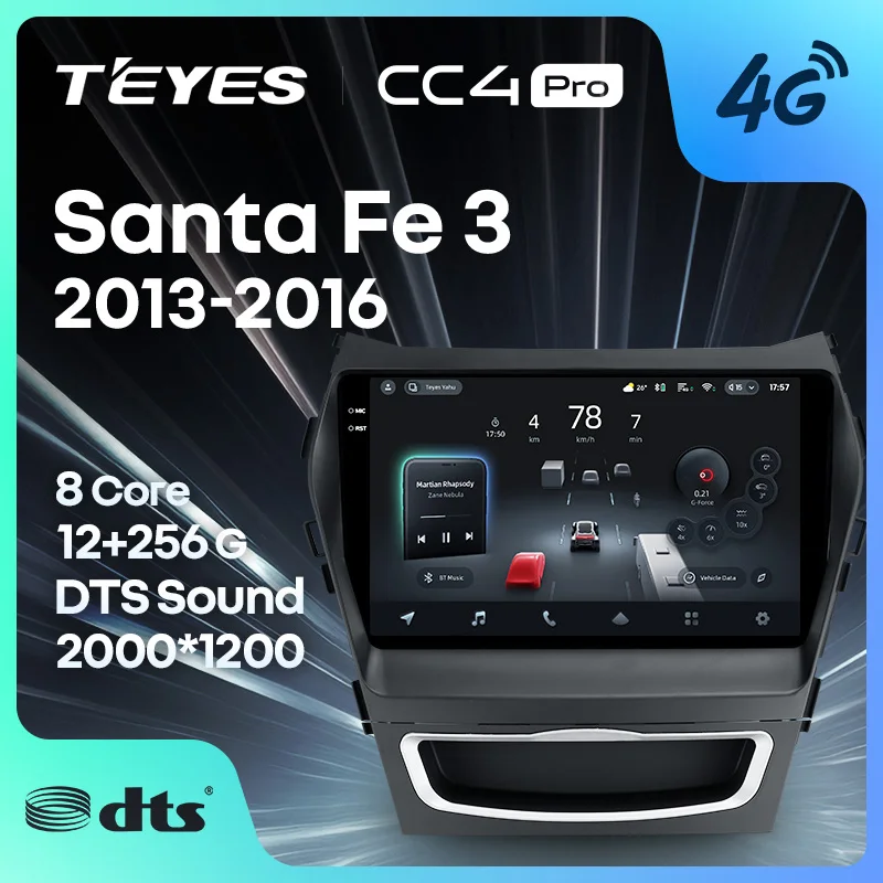 

TEYES CC4 PRO For Hyundai Santa Fe 3 2013 - 2016 CarPlay Android Auto 2DIN Car play Radio Multimedia Stereo
