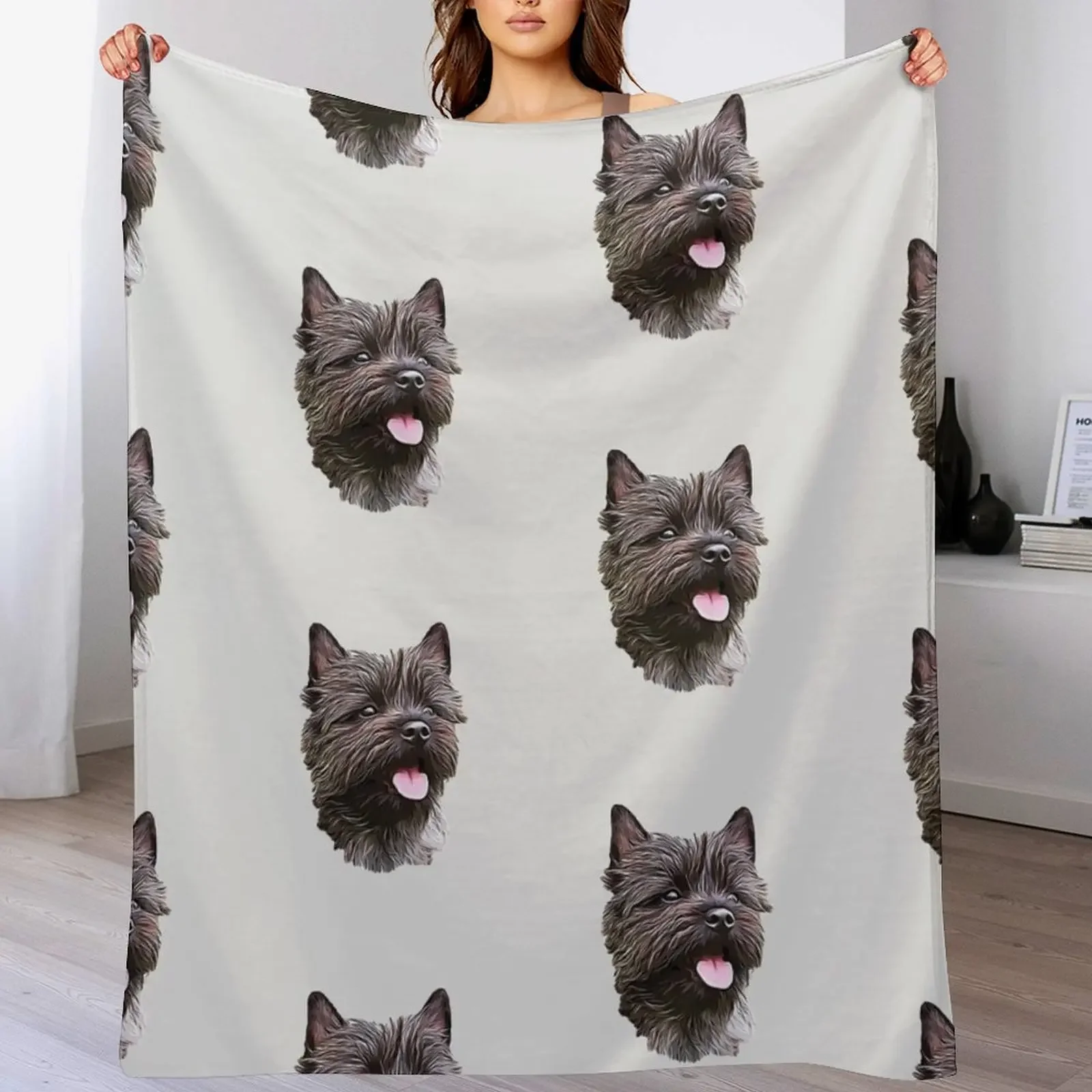 

Cairn Terrier Cutie Throw Blanket Flannel Fabric Hairys Decorative Sofas Sofas Blankets