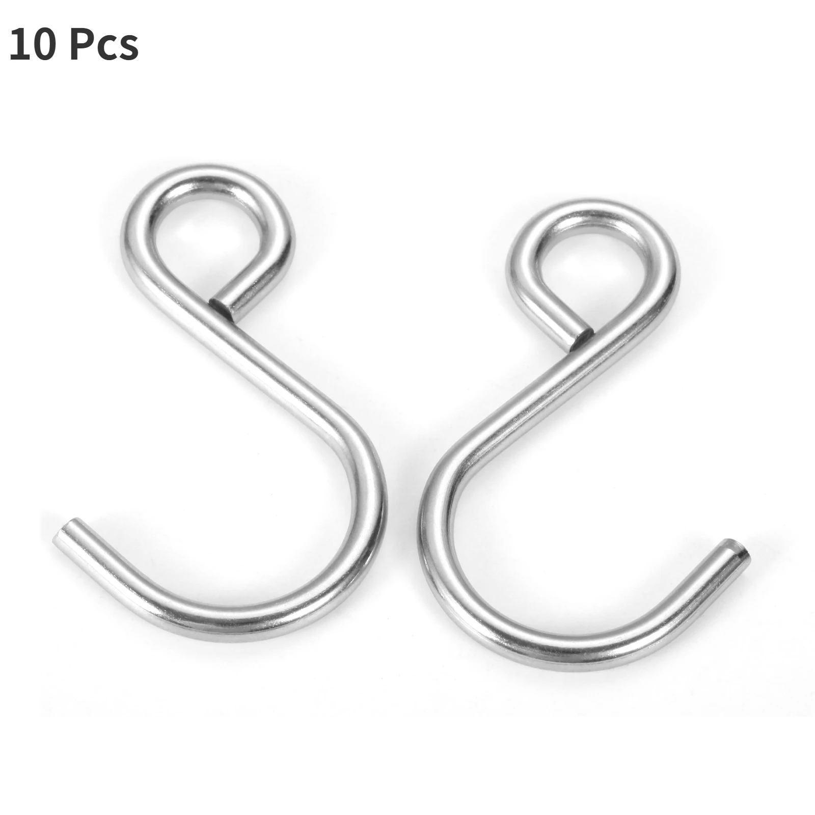 10 Pcs Silver Hanger Metal S Hook Kitchen Bedroom Kitchen Railing S Hanger Hook Rack Clasp Holder Silver Hanging Storage Tools