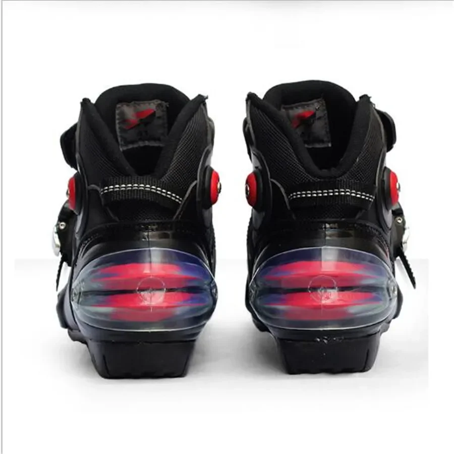 โปรไบค์เกอร์รองเท้าบู๊ตรถจักรยานยนต์มืออาชีพสำหรับผู้ชายรองเท้าแข่งรถมอเตอร์ไซค์โมโตไรดิ้งไซส์ 40-45 สีดำ A9003