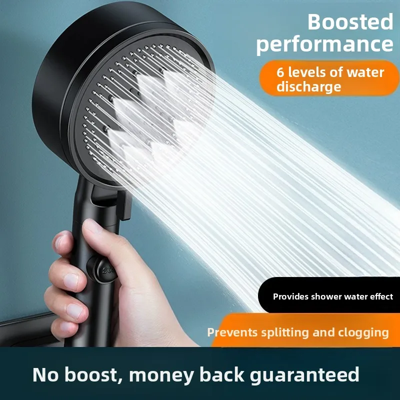 

Шестискоростная насадка для душа с фильтром под давлением, насадка для душа в ванной комнате с увеличенным давлением и большим выходом воды