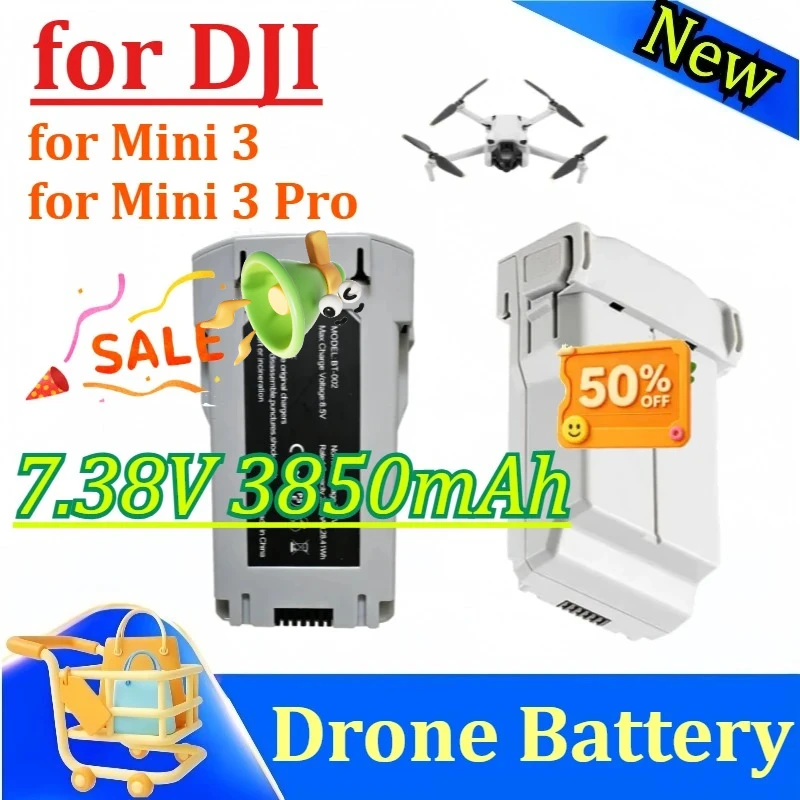 7.38V 3850mAh 28.41Wh High Flight Time Li-Polymer Replacement Battery for DJI Mini 3/Mini 3 Pro RC Drone Quadcopter Spare Parts