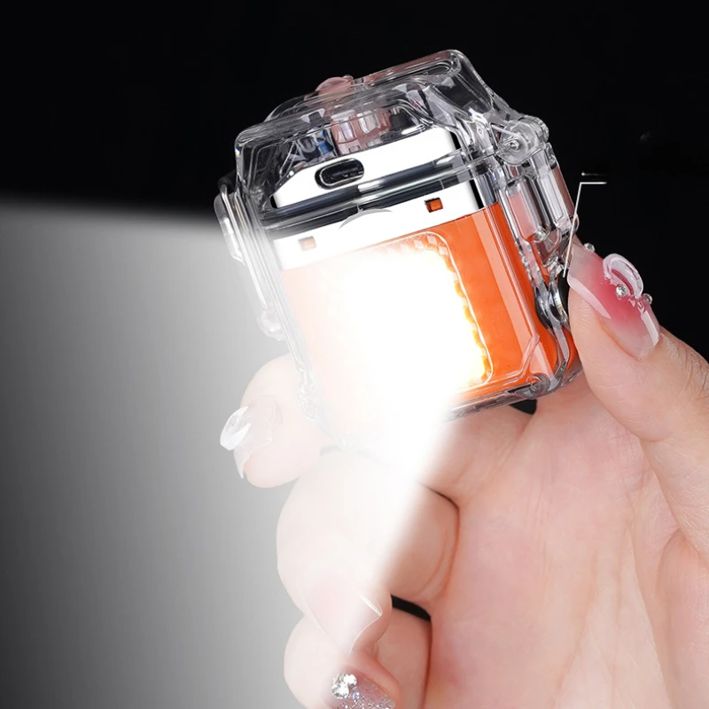 Outdoor Lighting Electric Lighter - Advanced Transparent Arc Shell Design | Waterproof Power Display | Easy to Charge Portable