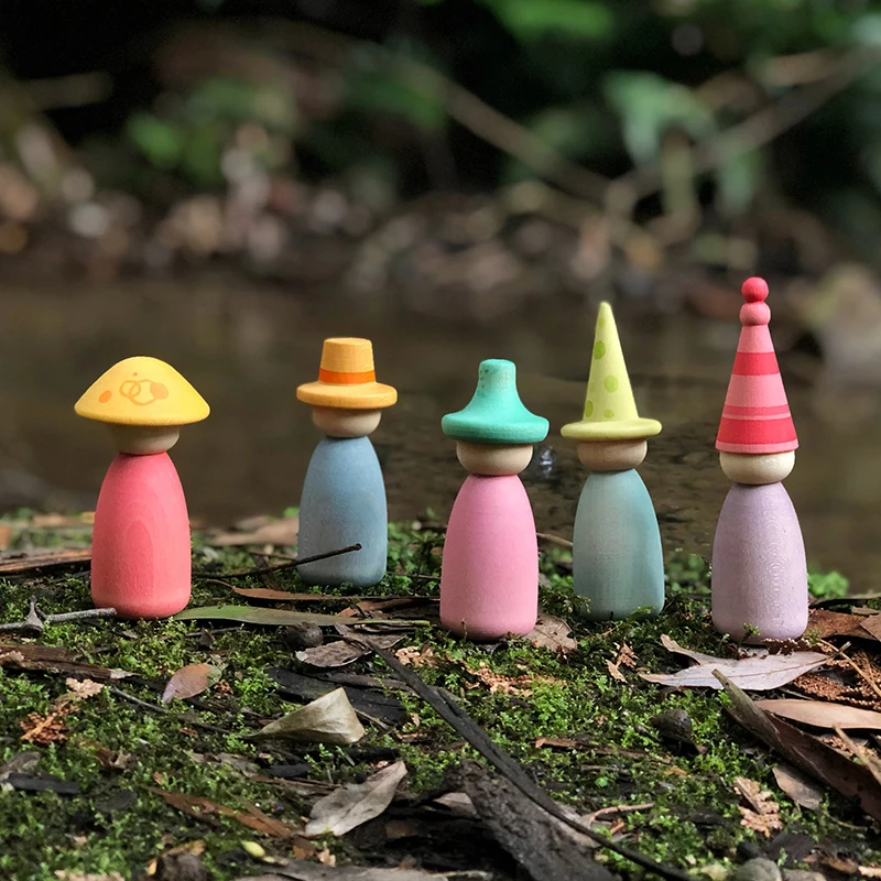 Changeable Hat Puppet Wooden Doll Cute ature Sand Tray Role Play Magicician Wooden Toy Static Model Jointed Doll for Kids