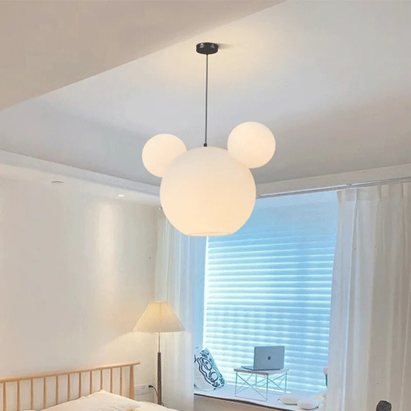 

Nordic Modern Minimalist Mickey Cartoon Ceiling Pendant Light LED Home Decoration Children's Room Study Living Room Hanging Lamp