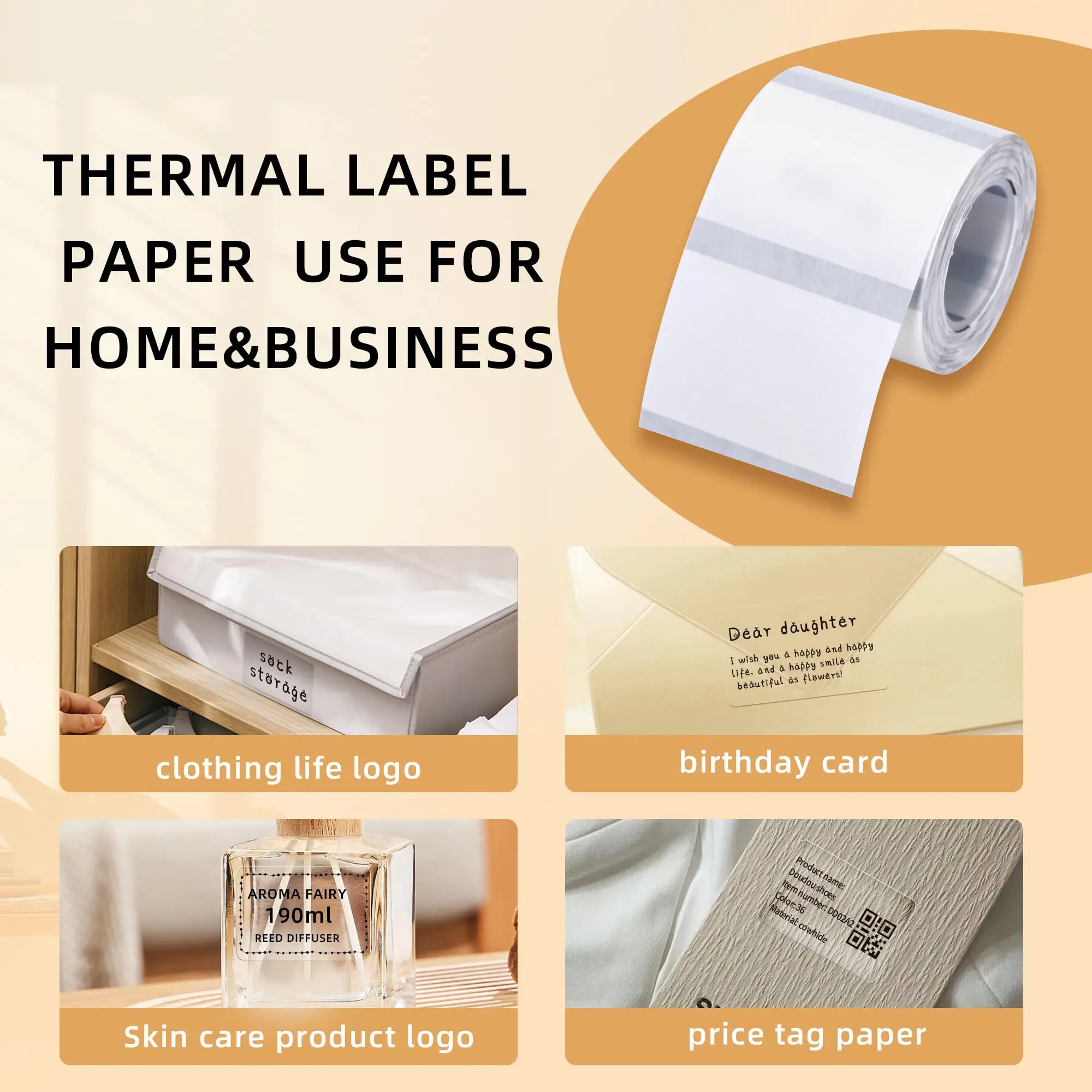 Thermal Sticker Labels Paper For Small Business/Home Use Barcode Labels Address Labels Logo Labels,30/40/50/80mm