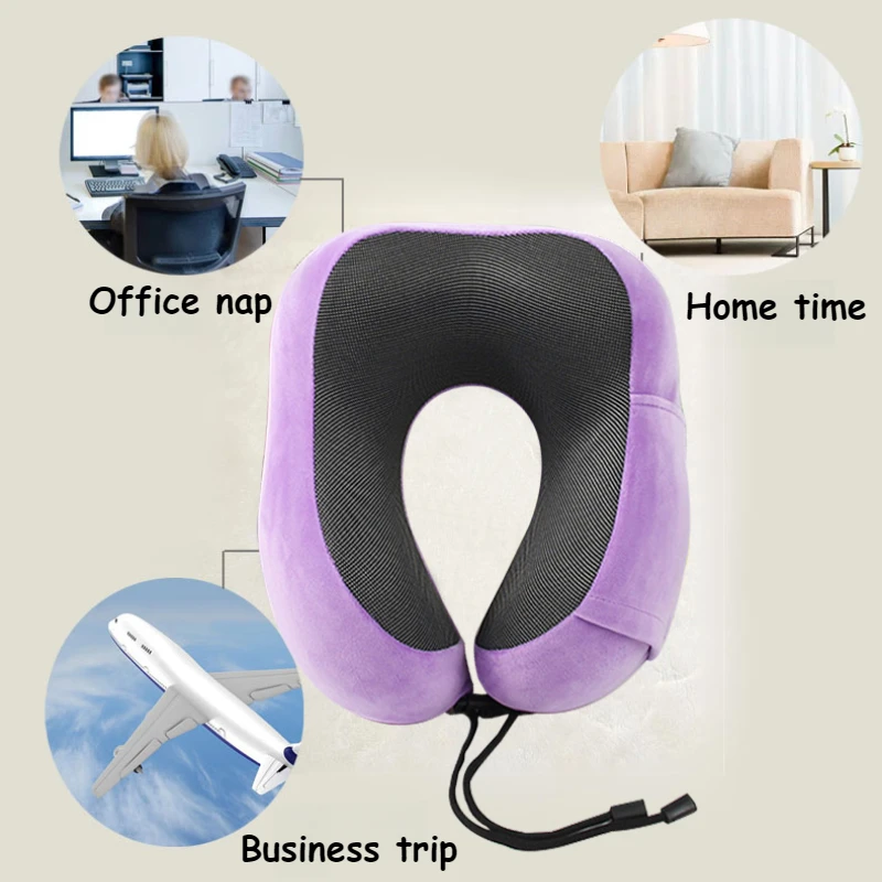 1pc Memory Cotton U-shaped Pillow, Slow Rebound Neck Protection Travel Pillow with Support, Suitable for Airplanes, Cars, Office