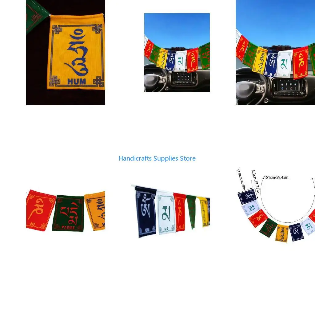 R1WA Mini Colorful Wind Horse Flag 5 Colors Traditional Buddhist Ceremony Flag