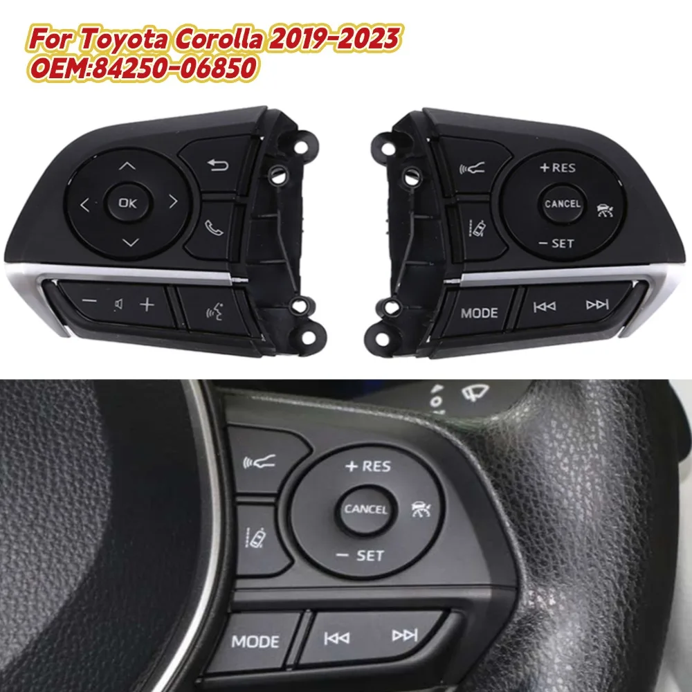 

84250-06850 For Toyota Corolla 2019-2023 Car Multifunction Steering Wheel Volume Button Cover Cruise Control Switch Trim