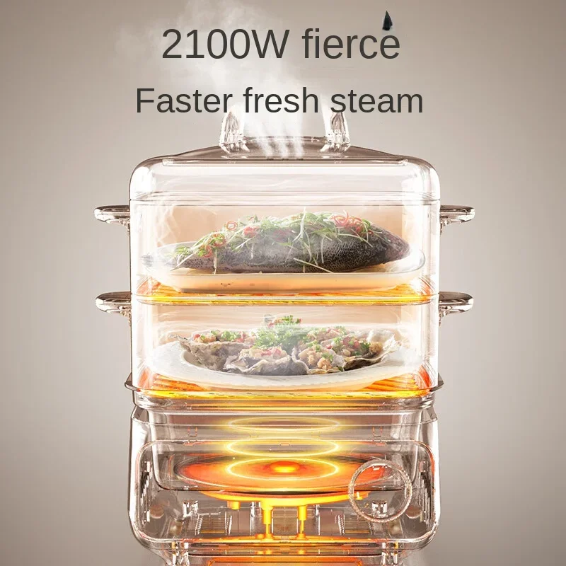 Caldera eléctrica multifuncional de acero inoxidable de tres capas, estofado de cocina de gran capacidad, una caja de vapor multifuncional