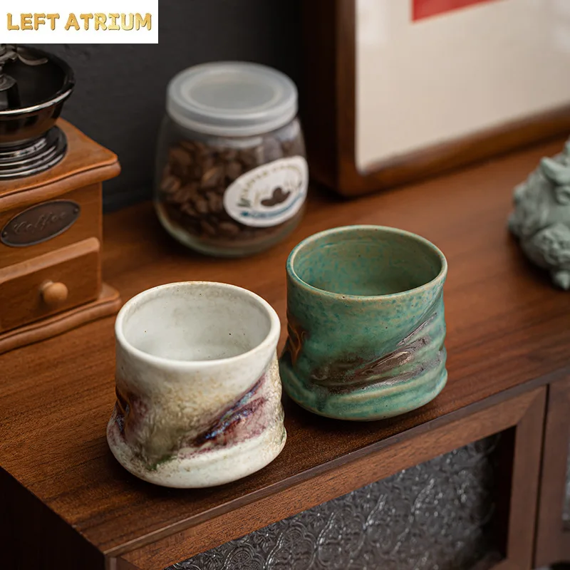 Kiln-changing Tea Cup Retro Ceramic Coffee Cup Simple Artistic Sense Tea  Underglaze Color Handmade Cup