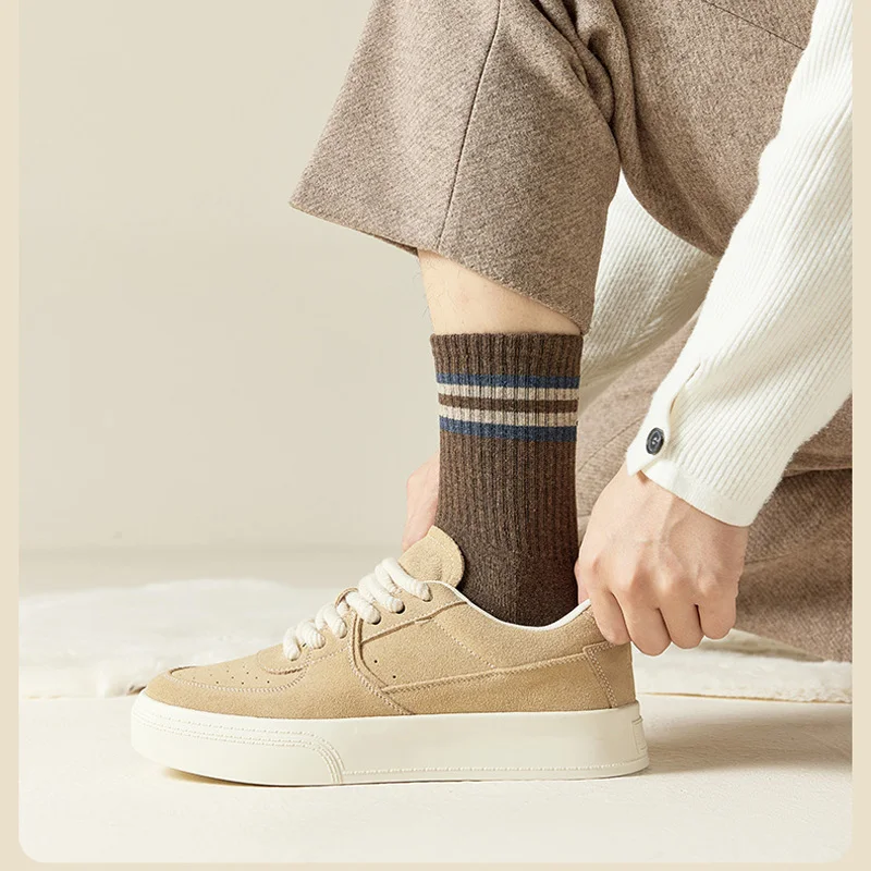Hochwertige Herrensocken für Herbst und Winter, Verdickte Socken für Männer, Wärmesocken, Einfache Einfarbige Baumwollsocken für Männer, 5 Paar Neu – Detail 8