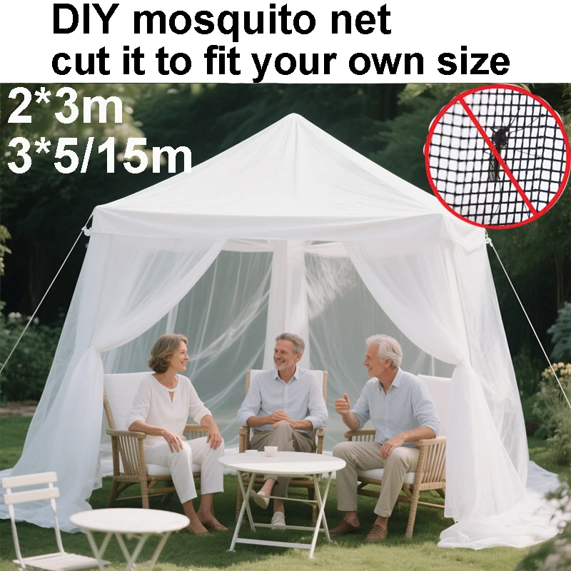 DIY Mosquito Net 2*3 3*5/15m Camping Garden Outdoor Hunt Dormitory Picnic Cut Fit Size Mosquito Nets White Green Black Netting