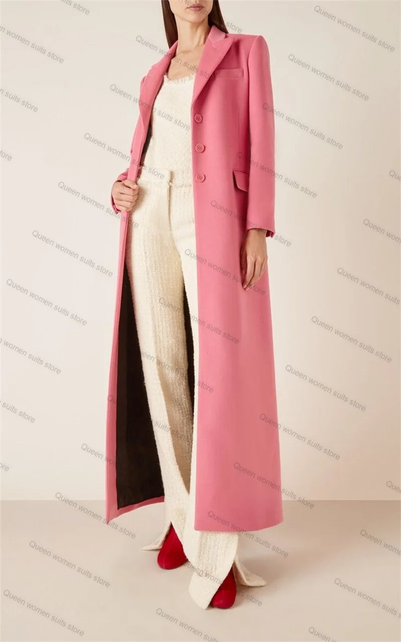 

Cotton Pink 1 Piece Women Suit 1 Long Maxi Blazer Overcoat Formal Office Coat Customized Wedding Prom Dress Jacket