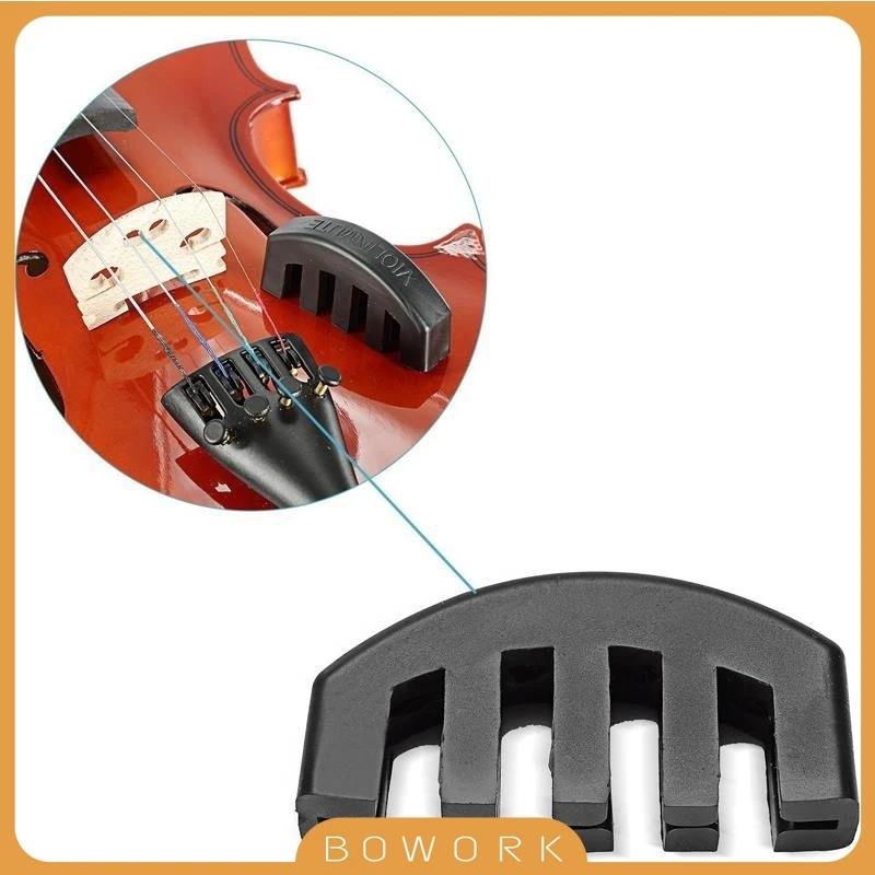 Black Rubber Comb Style Bridge Top Fix Mute Damper For Violin Practice Mutes Silencer Fits Full Size 4/4 Violin &Electric Fiddle