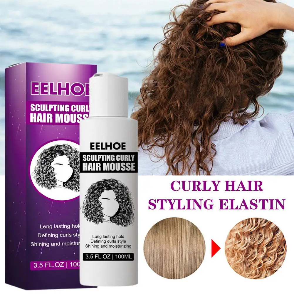 EELHOE-Crema de rebote para el cabello, potenciadores de rizos, elásticos de peinado, agente hidratante Antifrizz, Natural