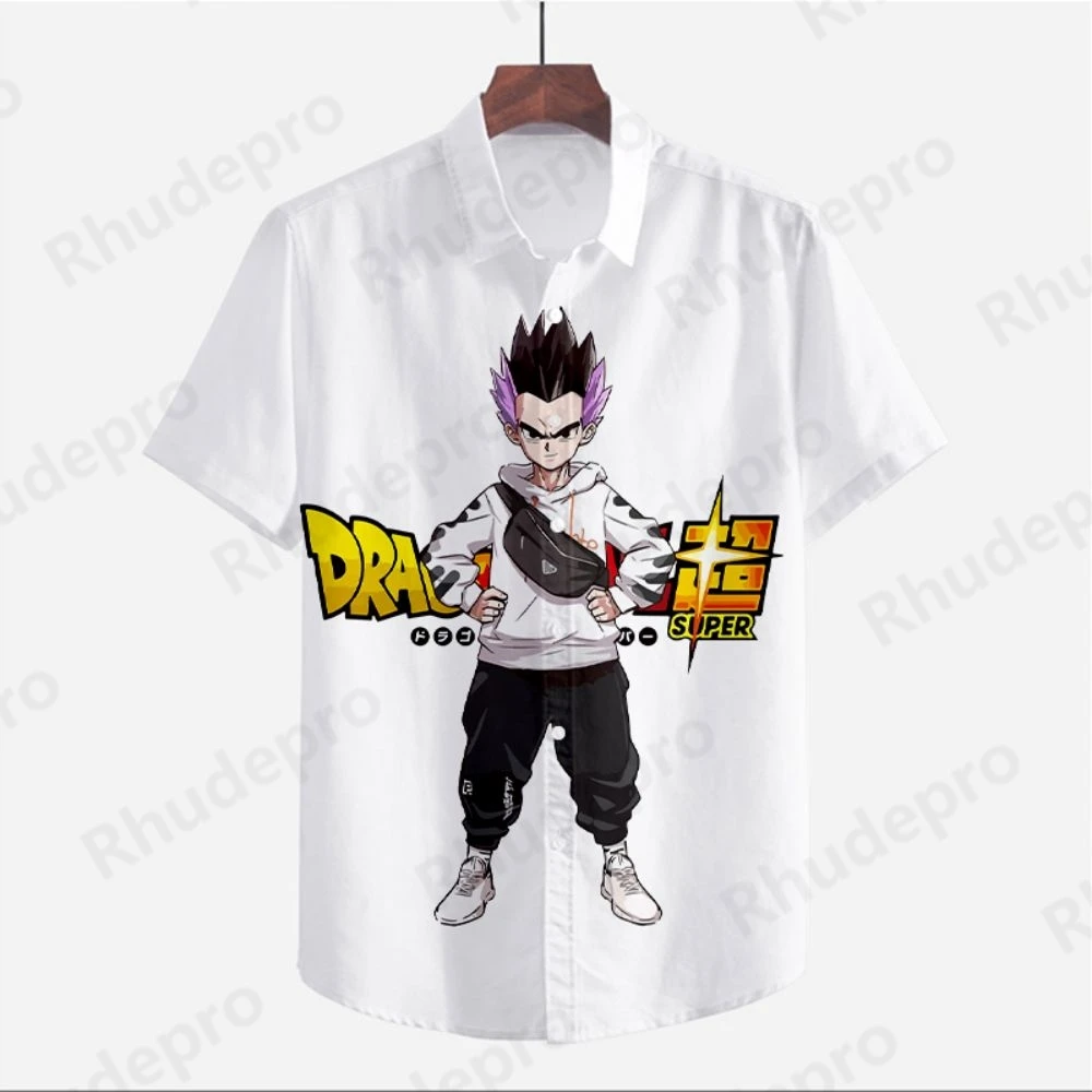 Dragon Ball Z Shirts for Men Cool Men\'s Shirt Male Clothes Beach Style Social Anime Original 2024 Blouse Cute Vegeta Summer Y2k