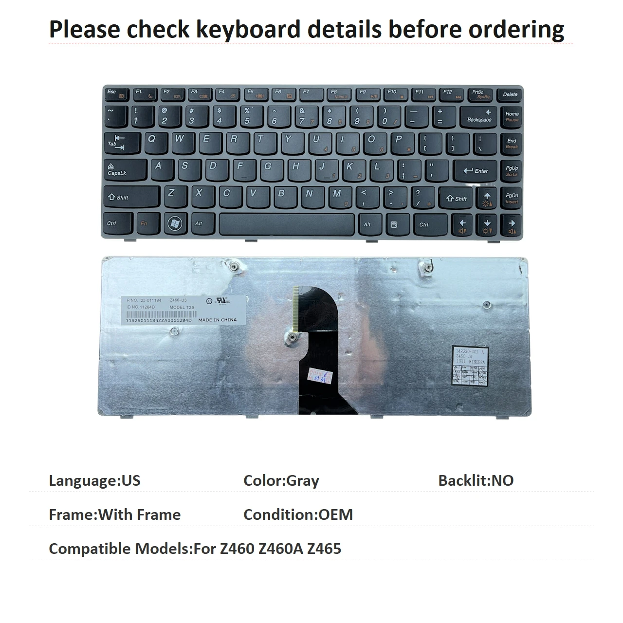 Novo teclado de idioma americano para lenovo z460 z460a z465, teclado de substituição para notebook
