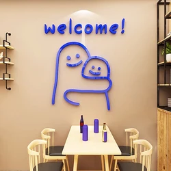 Cartoon Hug Acrylic 3D Wall stickers For Kids room Embrace Living room decoration DIY assemble Wall stickers Home decor