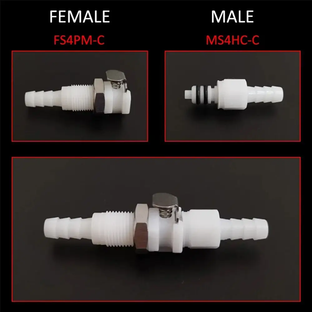 1Pcs Disconnect Fitting Coupling Hose Joint Quick Shut-Off Tube Connector Hose Barb Valved Male Female S-series Quick Coupler