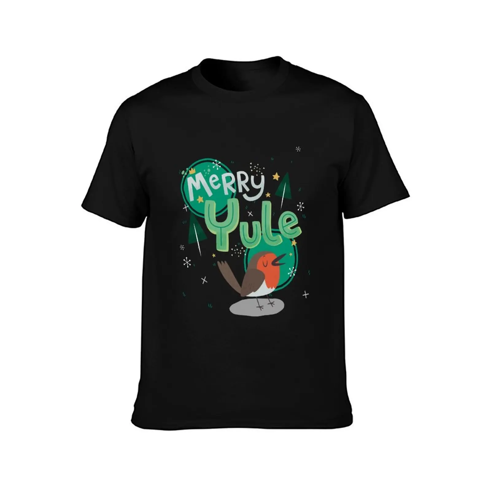 Merry Yule Robin Card T-Shirt Lightweight Sport Basic T-Shirt